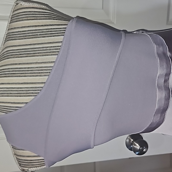 TED BAKER LONDON IVENA Asymmetrical Knit Bodice Satin Silk Lilac Women Dress S:2 - Picture 5 of 15